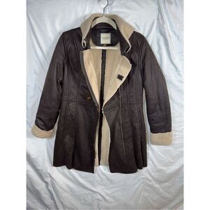 SONOMA LIFESTYLE Women's Brown Soft Faux Fur Lined Coat – Button-Up & Zip – Size